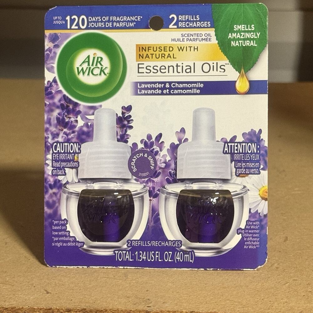 Air Wick Plug in Scented Oil Refills Lavender & Chamomile 2 pack 1.34oz NEW